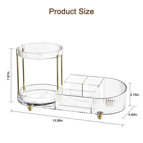 Rotating Makeup Organizer Vanity Perfume Tray Skincare Holder Clear Storage - Picture 7 of 8